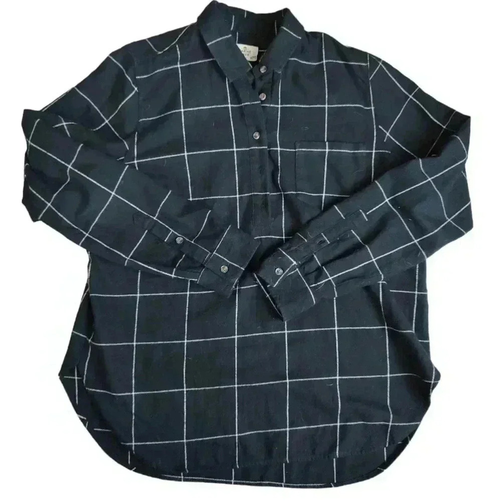 Marine Layer Flannel 1/2 Button Pullover Top - image 1